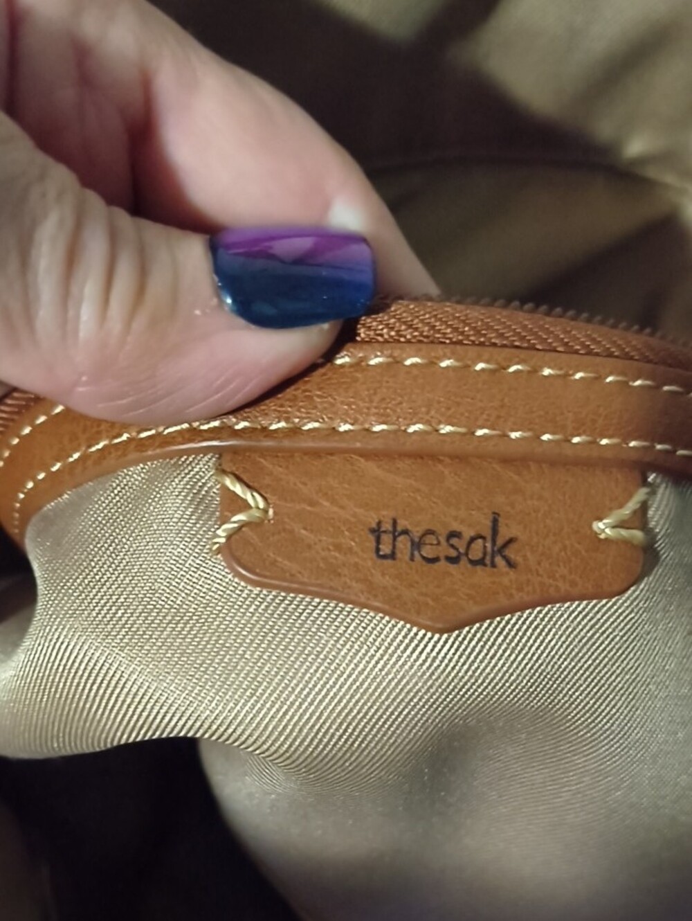 The Sak Brown Embossed Leather Shoulder Tote with Tassel - Picture 4 of 8